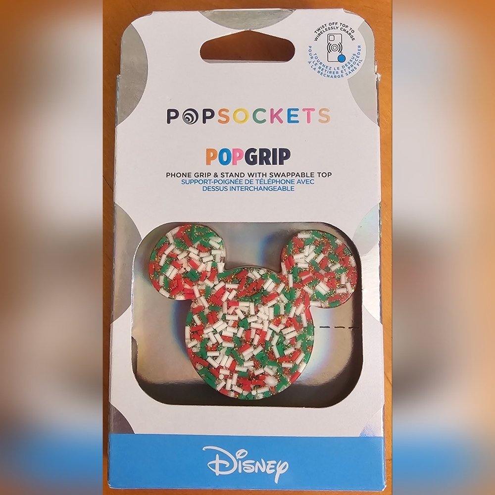 Disney Earridescent Holiday Mickey Mouse PopSockets Phone Grip Swappable Top